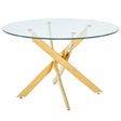 Alison Round Glass Dining Table in Gold
