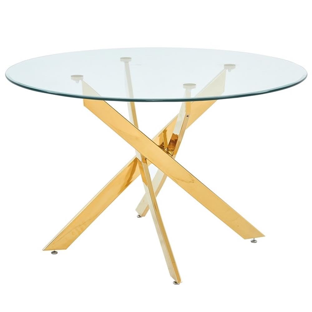 Alison Round Glass Dining Table in Gold