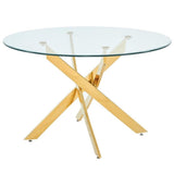 Alison Round Glass Dining Table in Gold