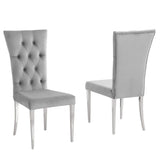 Terracotta Velvet Dining Chairs in Gray with Silver
