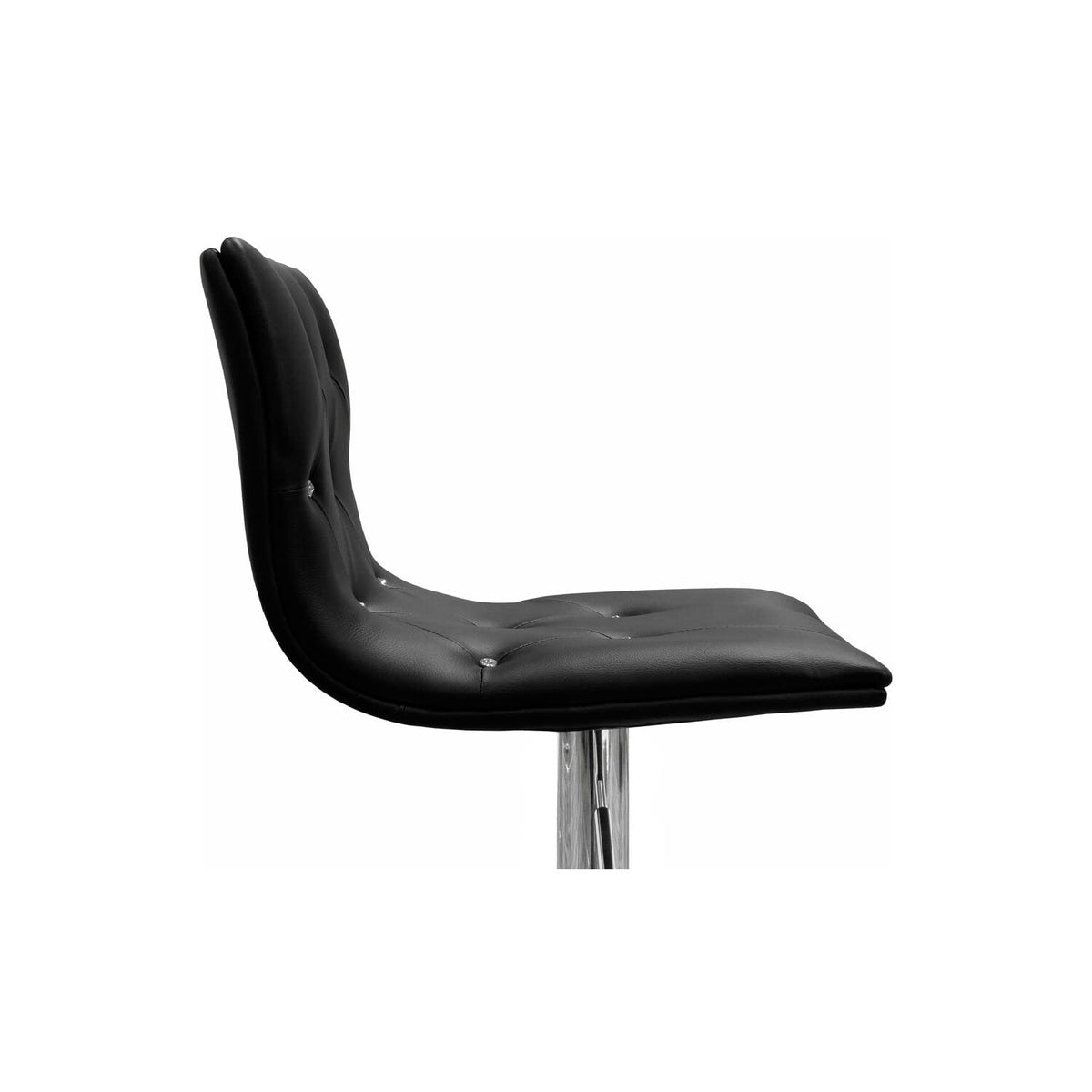 Modern Swivel Bar Stool with Crystal/Tufted Look in Black - side view