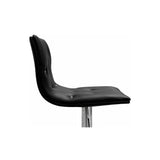 Modern Swivel Bar Stool with Crystal/Tufted Look in Black - side view