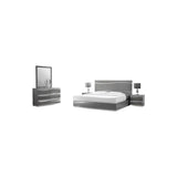 Leon 5-Piece Poplar Wood California King Bedroom Set in Gray High Gloss