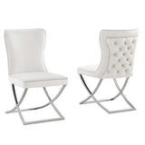Titan Velvet Dining Chairs in Beige and Silver