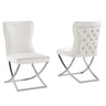 Titan Velvet Dining Chairs in Beige and Silver