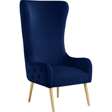 Venetian 50" High Back Tufted Velvet Accent Chair Wingback Lounge Armchair in Navy