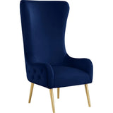 Venetian 50" High Back Tufted Velvet Accent Chair Wingback Lounge Armchair in Navy - Navy