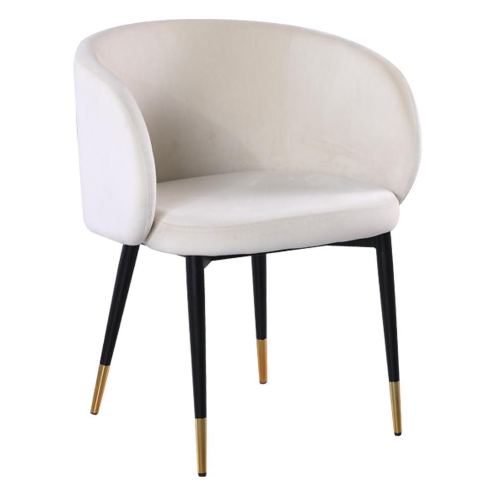 Henrietta Mid Century Modern Velvet Dining Chair, Barrel Back in Cream