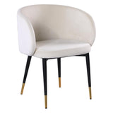 Henrietta Mid Century Modern Velvet Dining Chair, Barrel Back in Cream