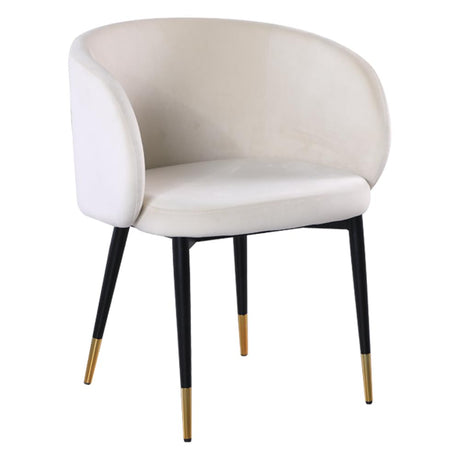 Henrietta Mid Century Modern Velvet Dining Chair, Barrel Back in Cream