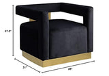 Hayes Tufted Modern Glam Velvet Accent Chair in Black - side view