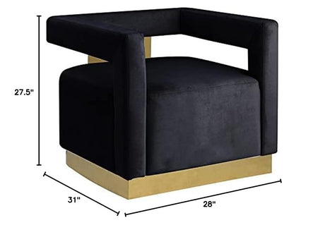 Hayes Tufted Modern Glam Velvet Accent Chair in Black - side view