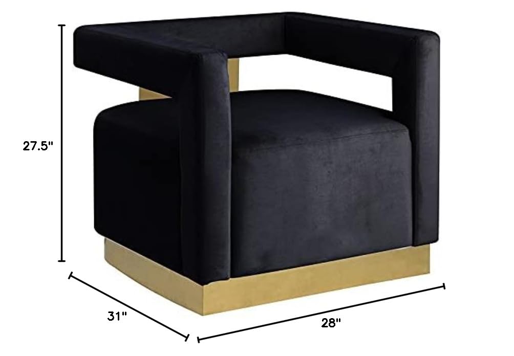 Hayes Tufted Modern Glam Velvet Accent Chair in Black - side view - Black