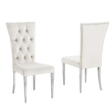 Terracotta Velvet Dining Chairs in Beige with Silver