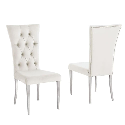 Terracotta Tufted Velvet Dining Chairs with Stainless Steel Legs, Set of 2 - Modern Glam