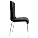 Faux Leather and Chrome Dining Side Chair in Black