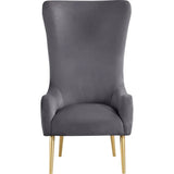 Venetian 50" High Back Tufted Velvet Accent Chair Wingback Lounge Armchair in Grey - angle view