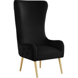 Venetian 50" High Back Tufted Velvet Accent Chair Wingback Lounge Armchair in Black