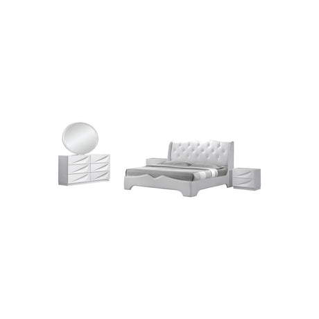 5 Pcs Modern Lacquer Bedroom Set, California King in White