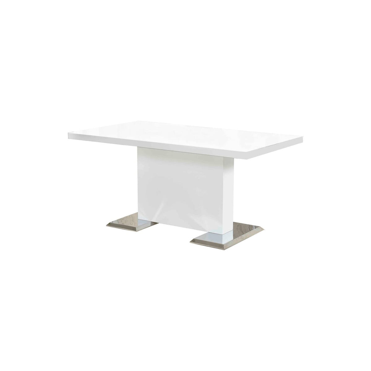 Barbara 63" Rectangle Dining Table with White Lacquered Top, Modern Contemporary Design