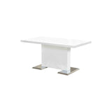 Barbara 63" Rectangle Dining Table with White Lacquered Top, Modern Contemporary Design