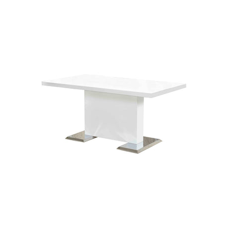 Barbara 63" Rectangle Dining Table with White Lacquered Top, Modern Contemporary Design