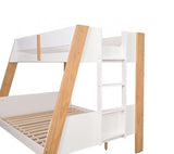 Delbin Twin over Full Wooden Bunk Bed with Attached Ladder - Low Profile in White/Natural Finish