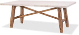 Katrina 7 Piece Contemporary Marble Top Dining Set with 6 Beige Upholstered Chairs