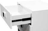 France 20" Modern 2-Drawer Nightstand with Mirrored Square Handles, High Gloss White Lacquered Frame - side view