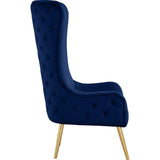 Venetian 50" High Back Tufted Velvet Accent Chair Wingback Lounge Armchair in Navy - room setting