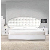 France Faux Leather California King Platform Bed in White High Gloss - detail view