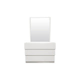 5-Piece Florence White Lacquer and Gray Leather Headboard Bed Set, Eastern King - side view