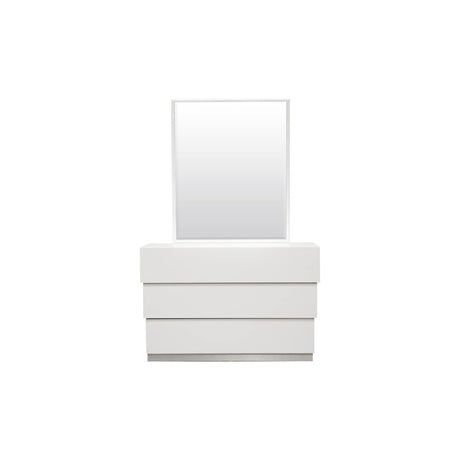5-Piece Florence White Lacquer and Gray Leather Headboard Bed Set, Eastern King - side view