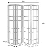 Catabella 4-Panel Folding Room Divider - Beige & White Floral Fabric in Black Wood Frame – view 7