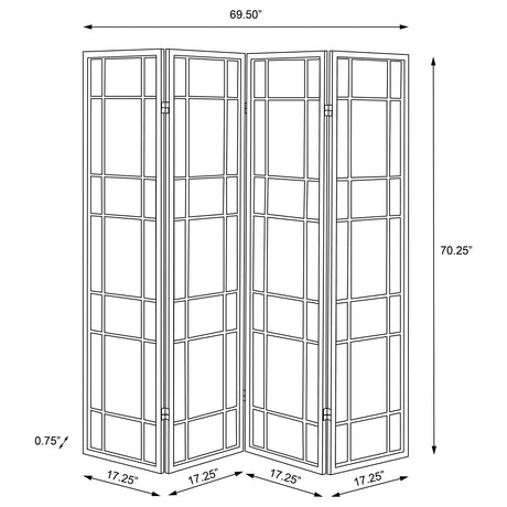 Catabella 4-Panel Folding Room Divider - Beige & White Floral Fabric in Black Wood Frame – view 7