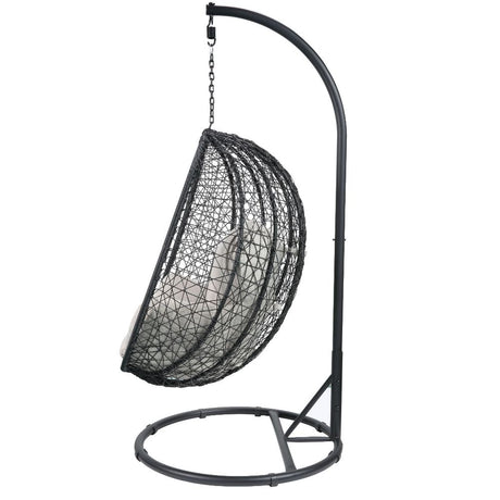Simona Wicker Hanging Swing Chair with Stand