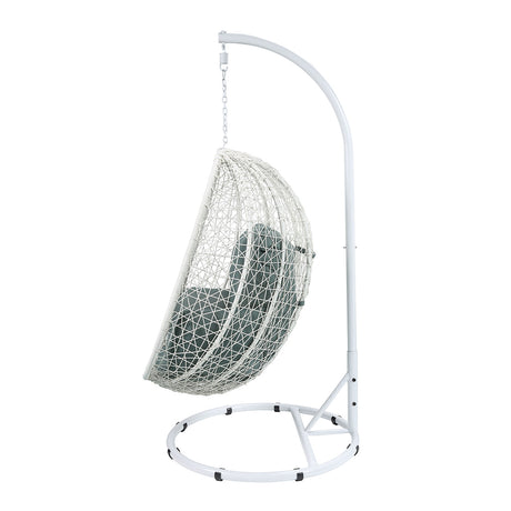 Simona Wicker Hanging Swing Chair with Stand