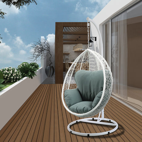 Simona Wicker Hanging Swing Chair with Stand