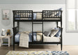 Abram Windsor Twin Over Twin Bunk Bed - Convertible Wood Frame with Ladder in Almond or Black – view 2