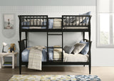 Abram Windsor Twin Over Twin Bunk Bed - Convertible Wood Frame with Ladder in Almond or Black – view 2