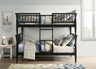 Abram Windsor Twin Over Twin Bunk Bed - Convertible Wood Frame with Ladder in Almond or Black – view 2