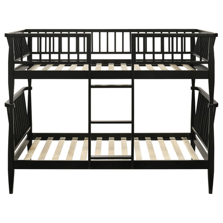Abram Windsor Twin Over Twin Bunk Bed - Convertible Wood Frame with Ladder in Almond or Black – view 13