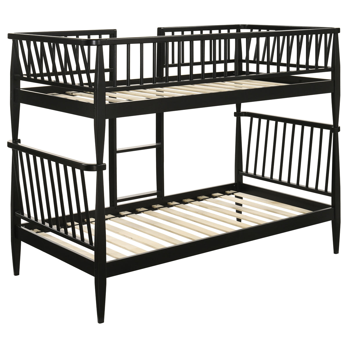 Abram Windsor Twin Over Twin Bunk Bed - Convertible Wood Frame with Ladder in Almond or Black – view 14