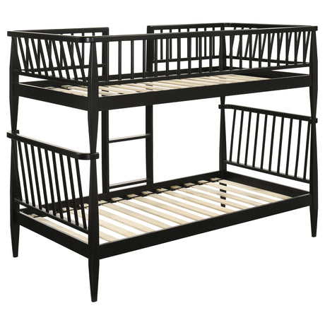 Abram Windsor Twin Over Twin Bunk Bed - Convertible Wood Frame with Ladder in Almond or Black – view 14