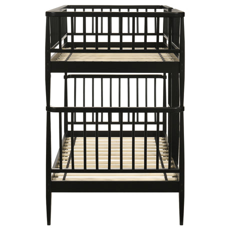 Abram Windsor Twin Over Twin Bunk Bed - Convertible Wood Frame with Ladder in Almond or Black – view 15
