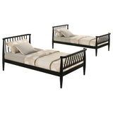 Abram Windsor Twin Over Twin Bunk Bed - Convertible Wood Frame with Ladder in Almond or Black – view 16