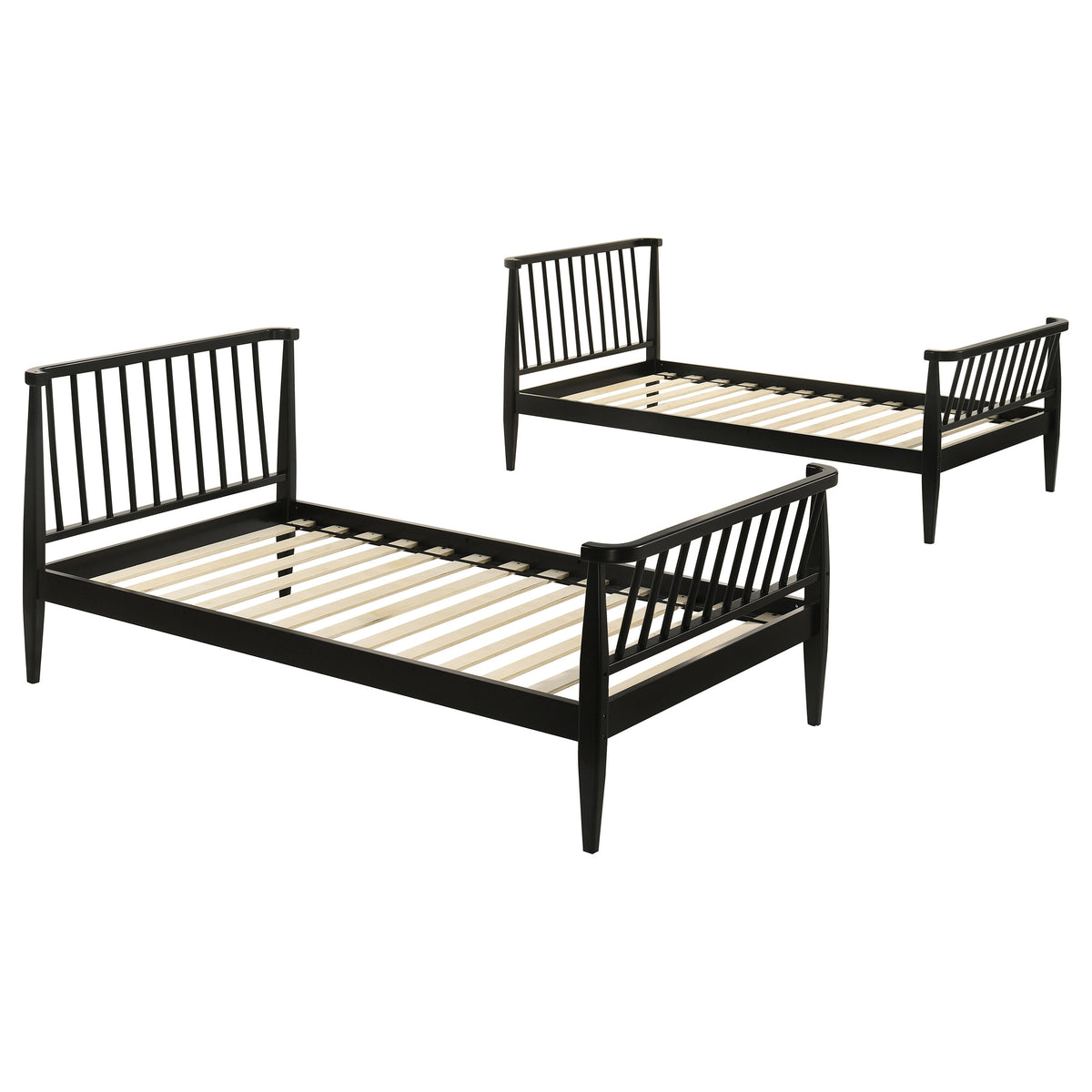 Abram Windsor Twin Over Twin Bunk Bed - Convertible Wood Frame with Ladder in Almond or Black – view 17