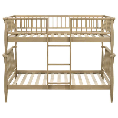 Abram Windsor Twin Over Twin Bunk Bed - Convertible Wood Frame with Ladder in Almond or Black – view 5