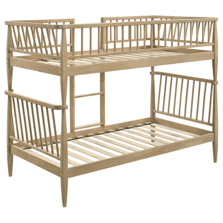 Abram Windsor Twin Over Twin Bunk Bed - Convertible Wood Frame with Ladder in Almond or Black – view 6