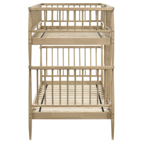 Abram Windsor Twin Over Twin Bunk Bed - Convertible Wood Frame with Ladder in Almond or Black – view 7